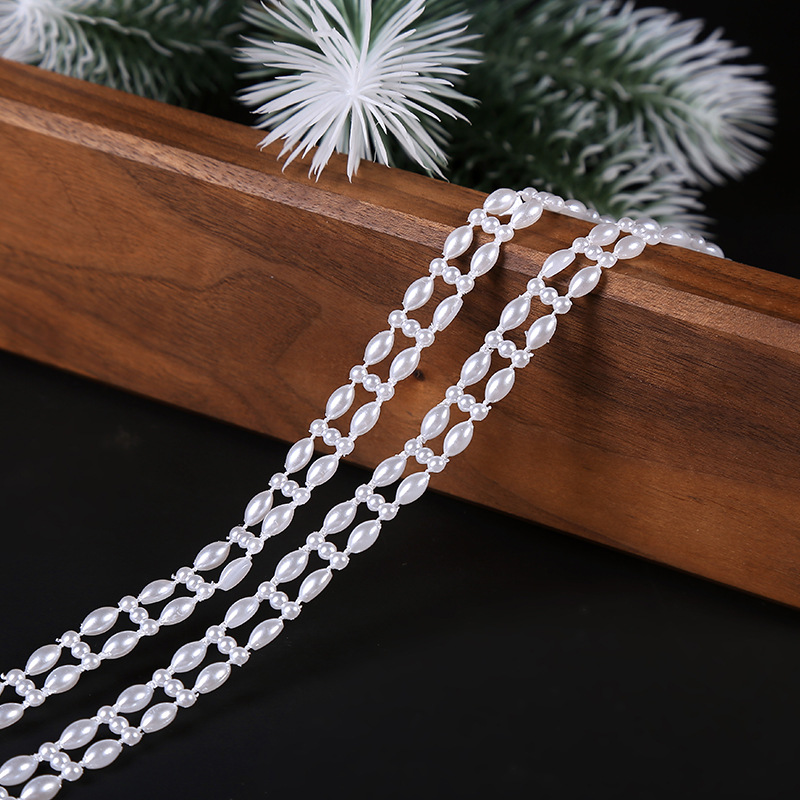 Double-meter connected pearl double-row double-thread pearl chain jewelry, DIY clothing, wedding dress, hair accessory, imitation pearl Christmas Application Scenario