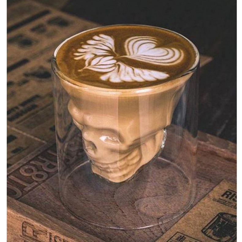 Personalized skull cup, red wine glass, creative bar spirits, skull cup, high borosilicate glass cup, double-layer cocktail cup Specification image