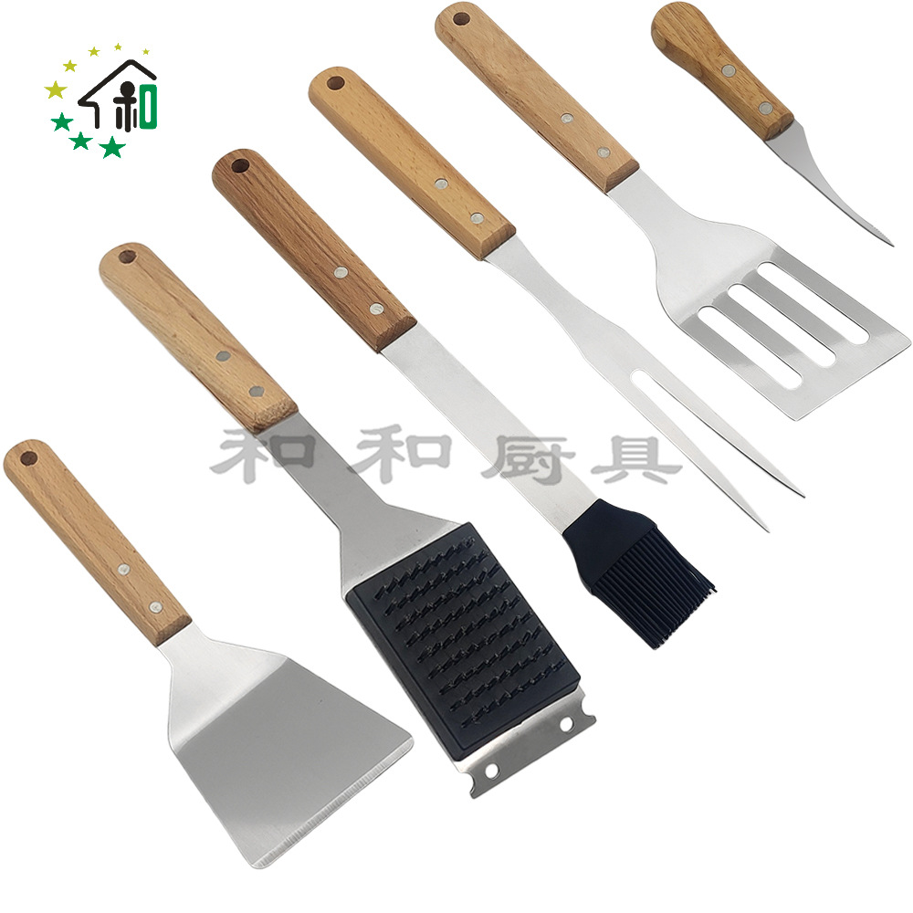 木柄不锈钢斜口料理铲煎铲烧烤铁刷烧烤工具铲子铁板烧炒牛排扒铲