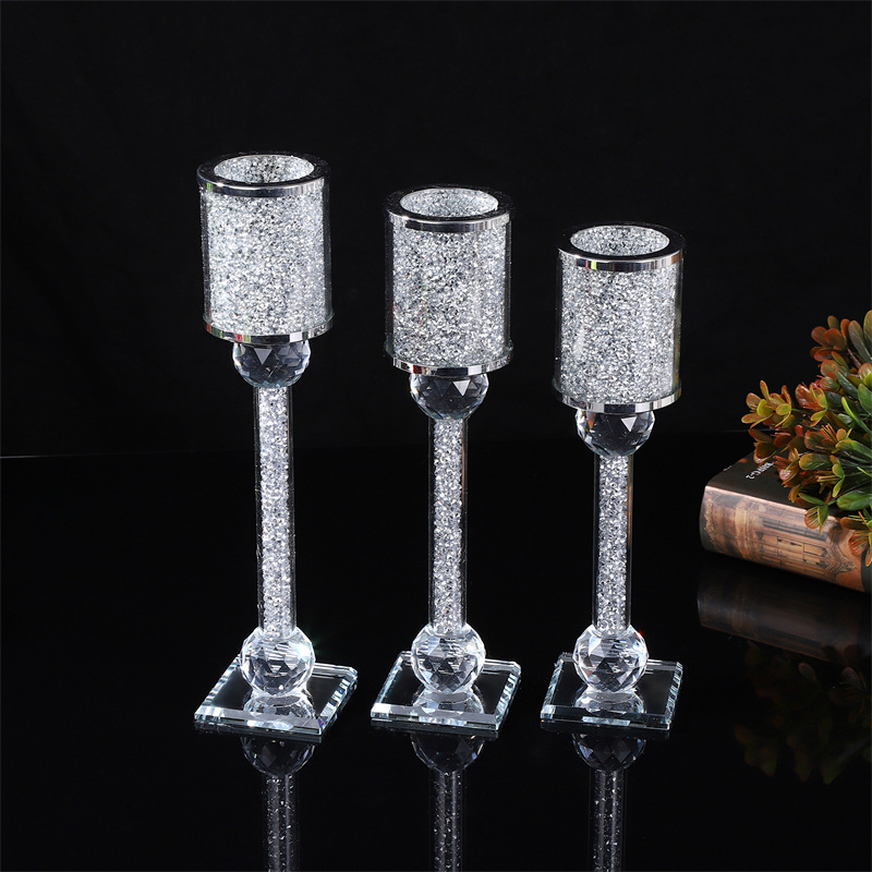 Home Wedding Creative Decoration Modern Simple Glass Crystal Candlestick With Diamond Ring Handicraft Decoration Xiangyu Crystal