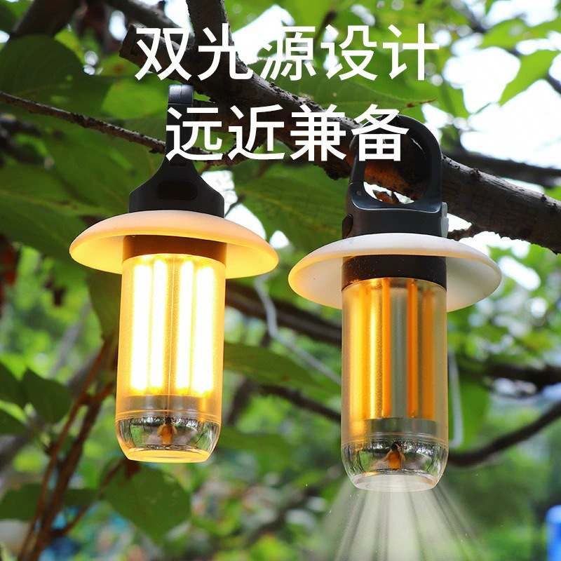 New portable multi-functional camping lamp, dual light source, two-in-one flashlight, outdoor atmosphere tent lamp, camping lamp Application Scenario
