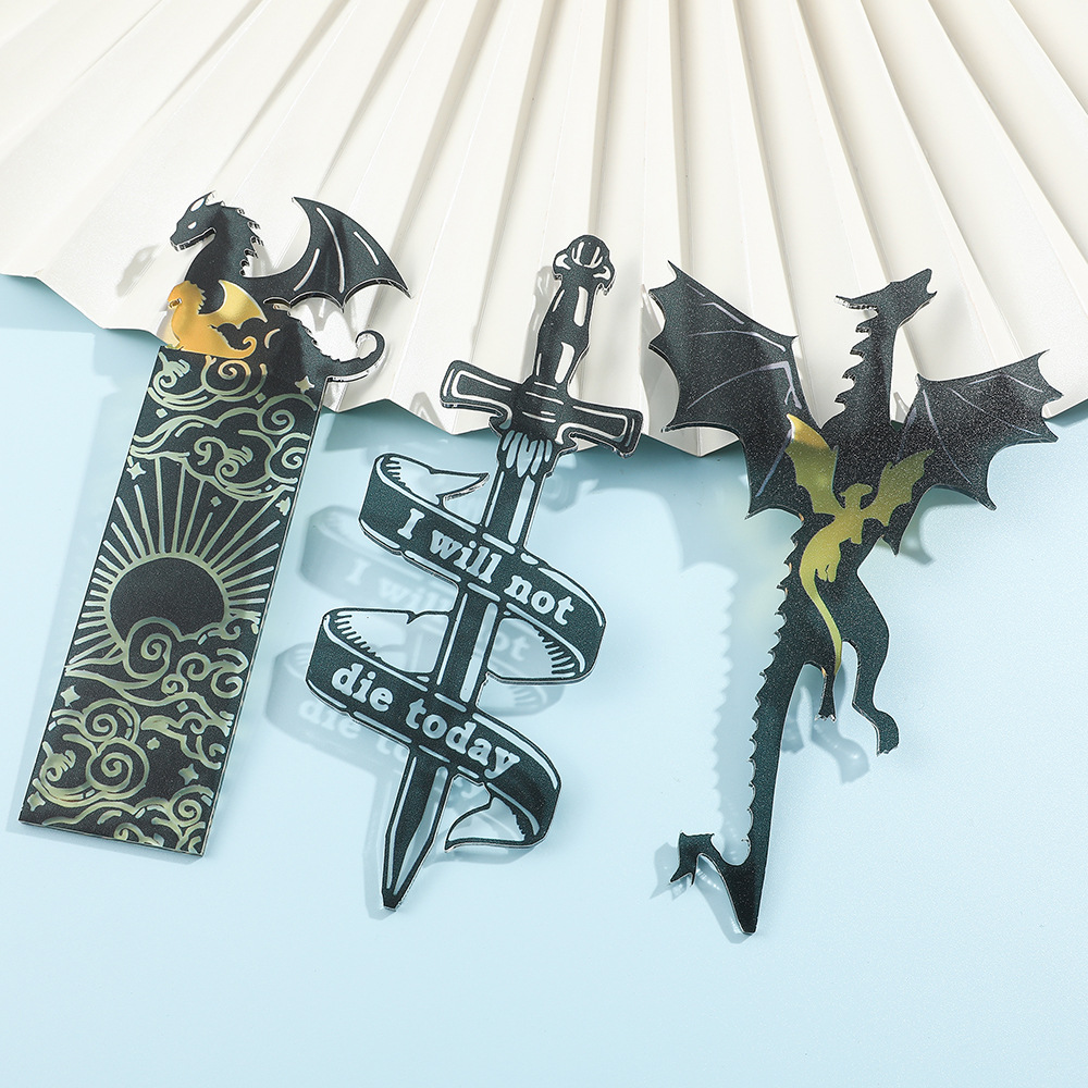 New creative Western double-winged dragon acrylic bookmark, fan gift, student stationery wholesale