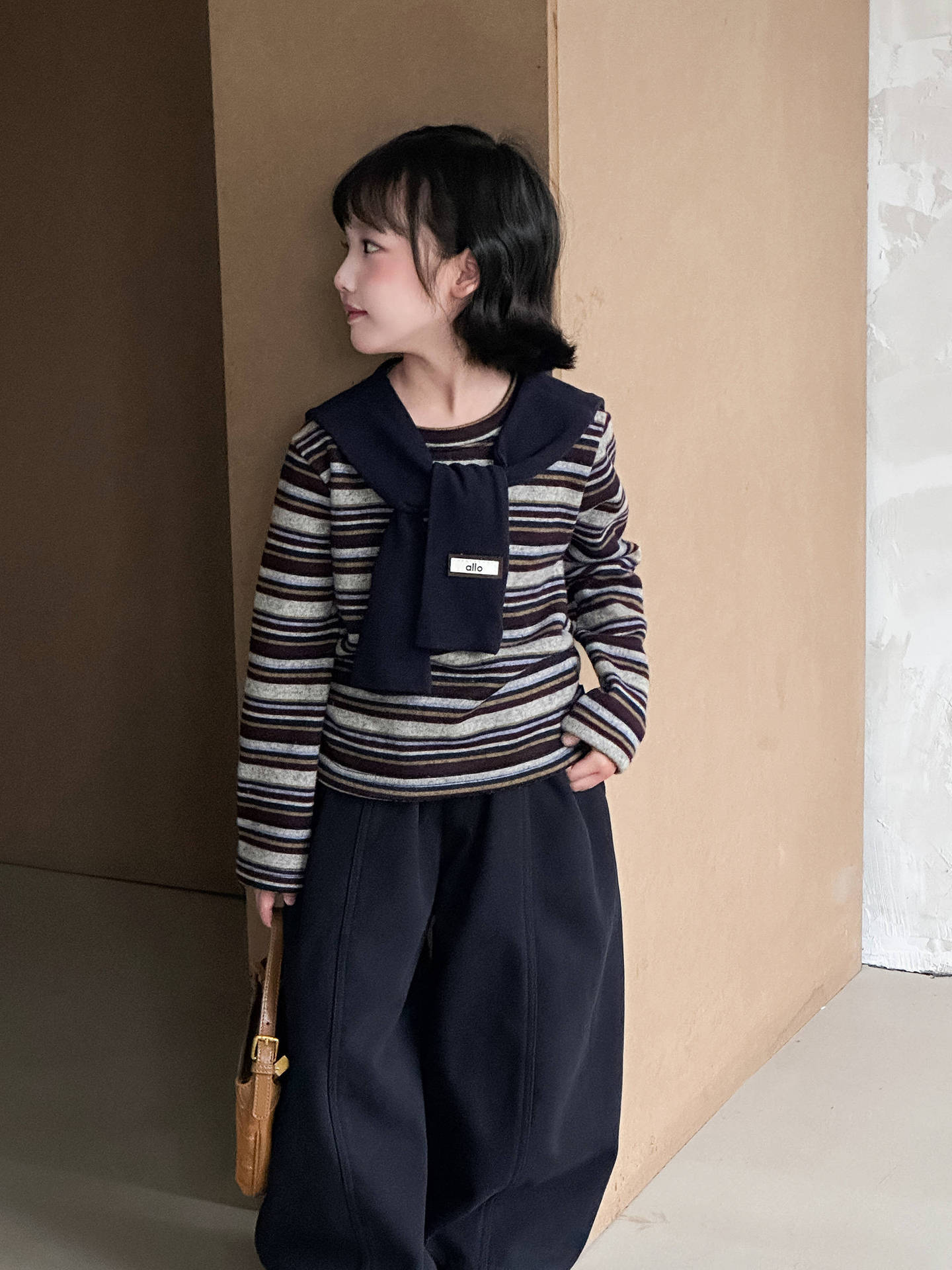 女童长袖t恤秋冬加绒内搭儿童德绒上衣小女孩洋气条纹打底衫韩系详情6