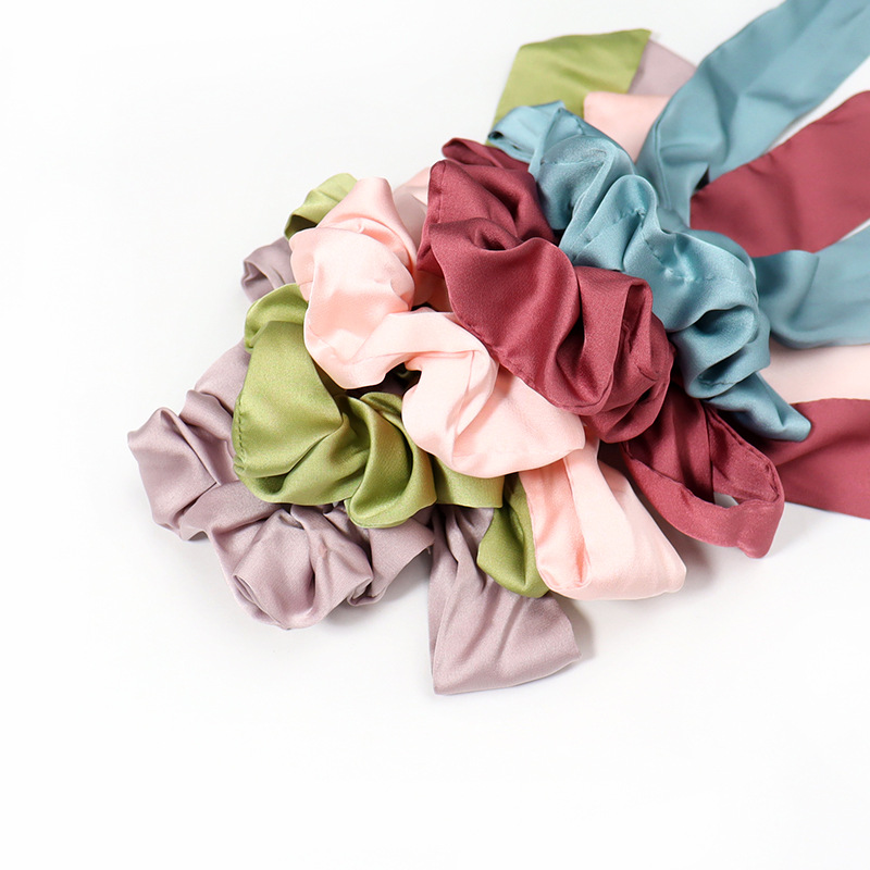 Wholesale of 2024 new style fashionable independent packaging women's faux silk headband bow tie milk geometric Korean-style hair tie details Picture