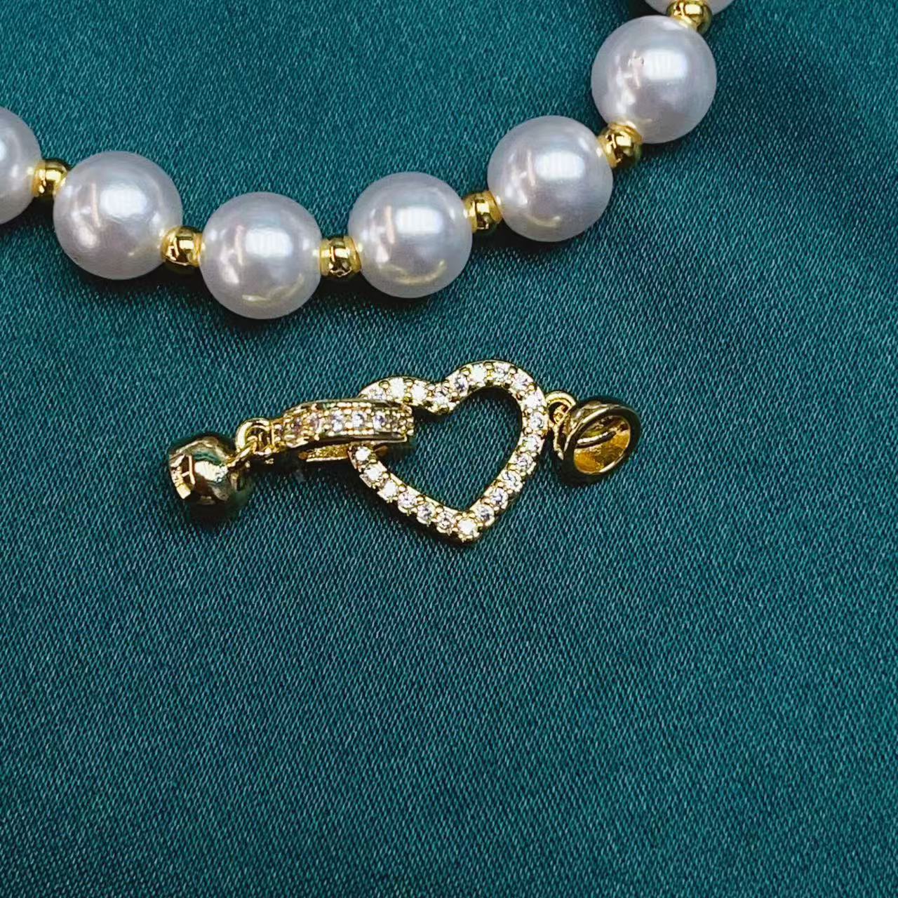 18K gold-plated heart pearl button necklace buckle connection buckle lap buckle Versatile diy hand-fixed sweater chain buckle head details Picture