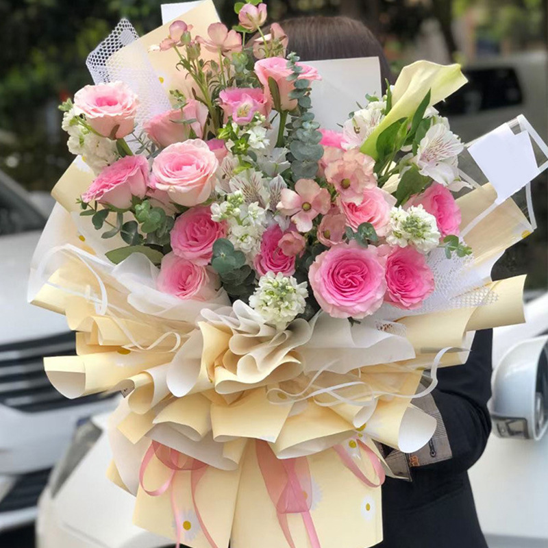 新款清新小雏菊包装纸清新似你 PP防水包花纸加厚欧雅纸DIY批发产品图