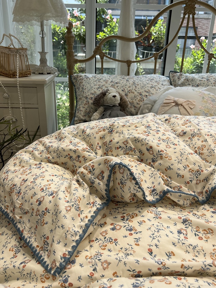 ins retro style A-class baby and mother grade double-layer yarn washed cotton quilt set, four-piece set, bedding, bed sheet, three-piece set Application Scenario