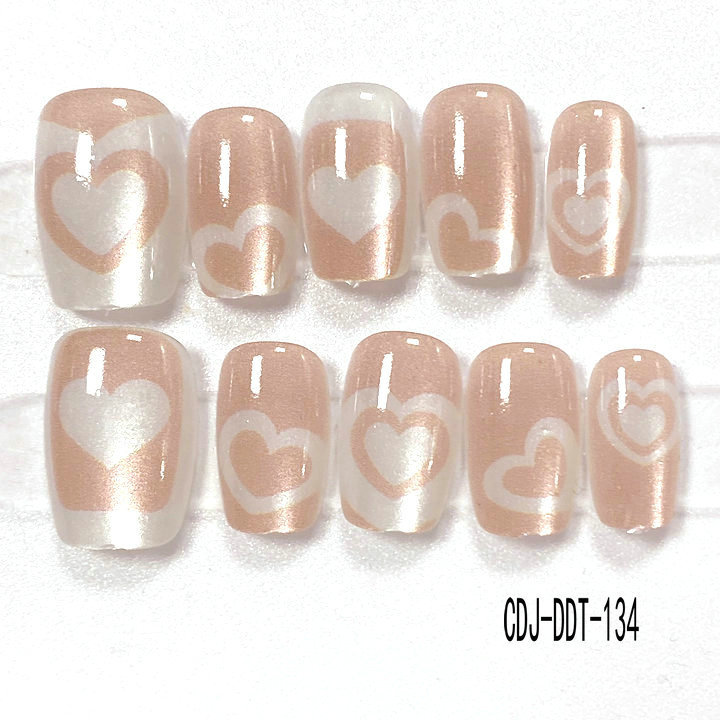 美甲30片预制穿戴甲片成品假指甲贴片 果冻胶短款猫眼美甲甲片详情5