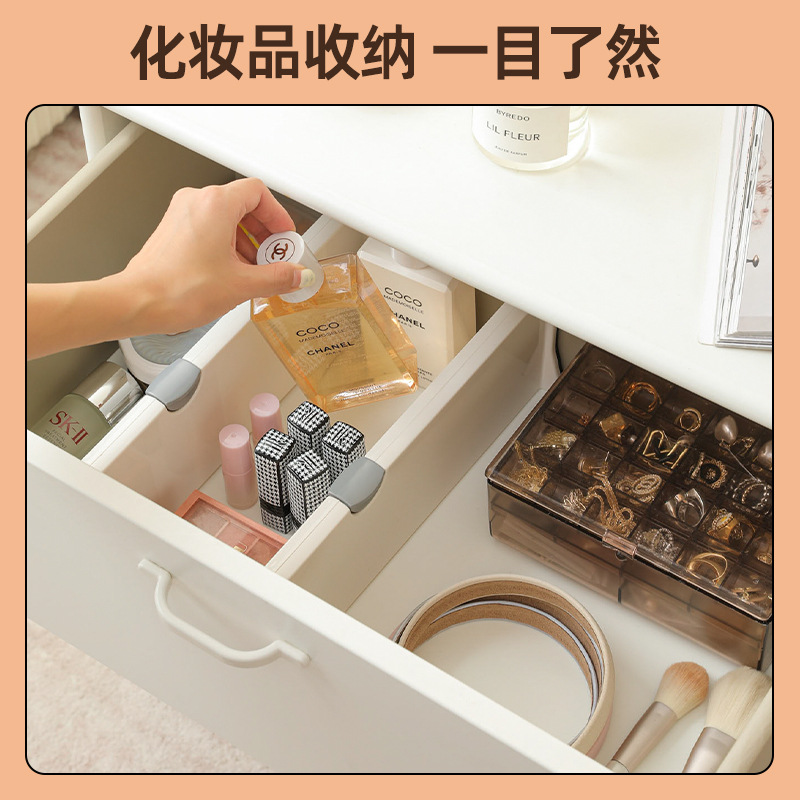 Wholesale plastic adjustable thickened, no need for drilling, telescopic cabinet and wardrobe storage layer partition Application Scenario