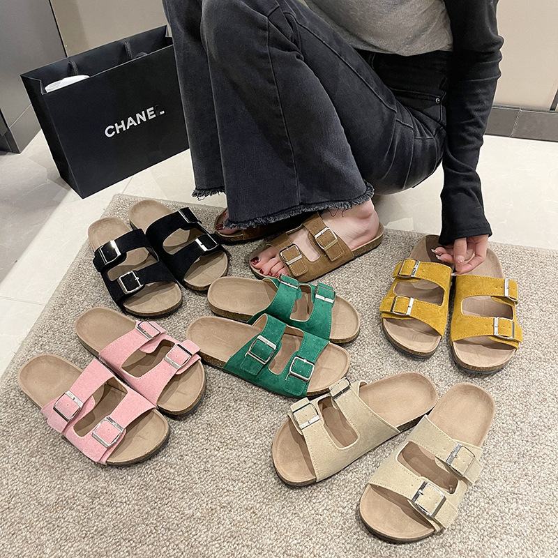 Vintage Birkenstock Shoes 2023 Summer Korean Fairy casual platform Birkenstock semi-drag women's sandals holiday wind beach shoes thumbnail