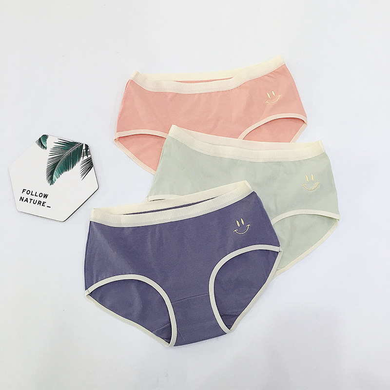 Medium size summer cotton breathable underwear girls candy color midwaist women's briefs Specification drawing