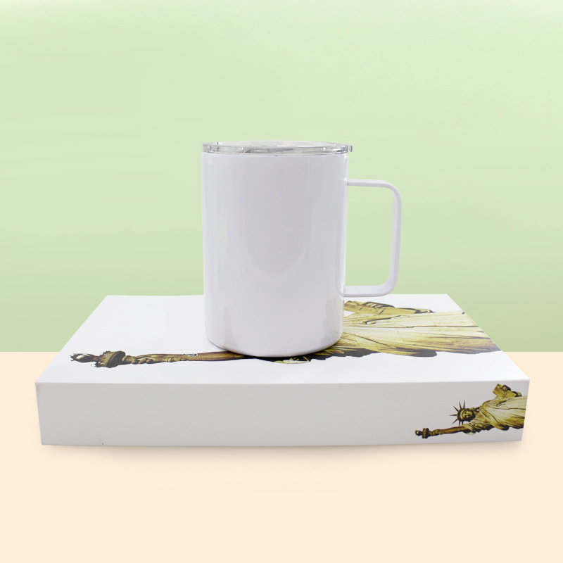New 10oz thermal sublimation mug, stainless steel insulated water cup, sealed leak-proof office cup handle, car cup details Picture