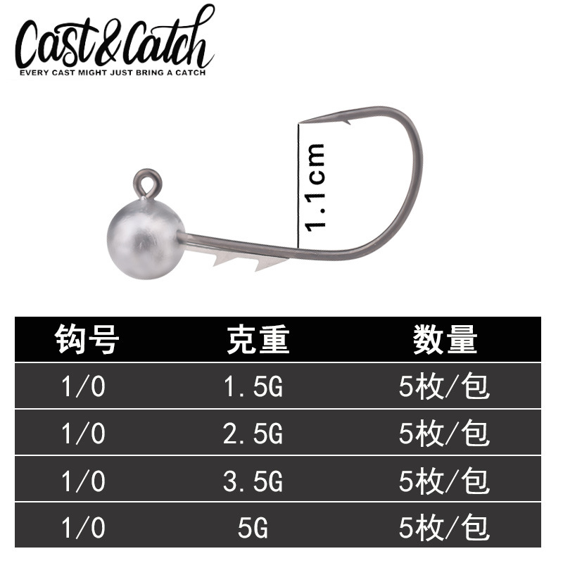 cast&catch large backstab fine lead hook, Ned fishing group, lure soft bait, black pit anti-hook, barb hook details Picture