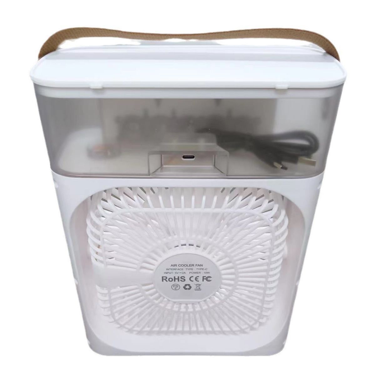 Cross-border bestsellers: Five-hole spray fan, humidifying and cooling air cooler, desktop and dormitory mini cold air blower, USB fan Item Picture