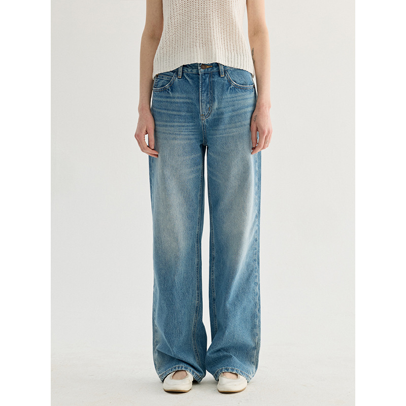 THE MIND high-end minimalist jeans for women, Spring 2025 new high-waisted straight-leg versatile casual pants NJ018 details Picture