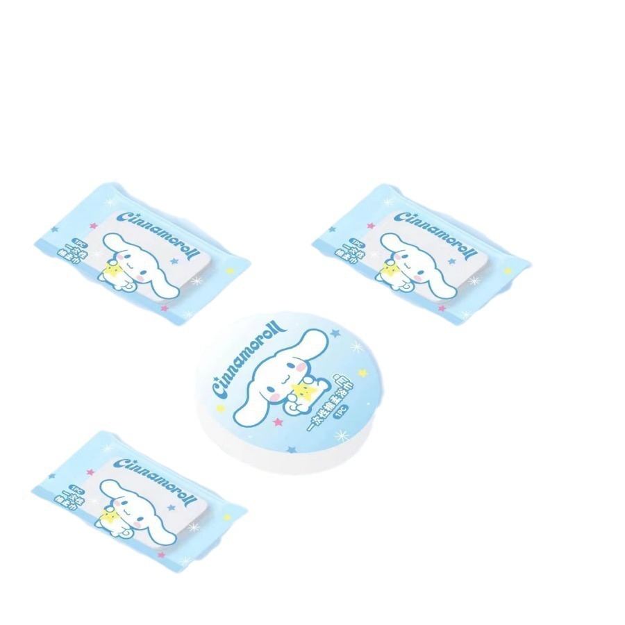 三丽鸥一次性压缩洗脸巾20粒加厚吸水毛巾出差旅行便携棉柔巾批发白底实物图