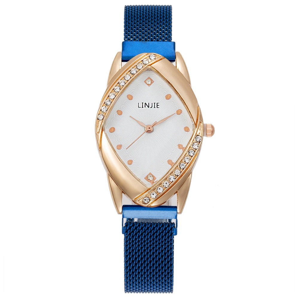 A new high-end women's watch for foreign trade, a diamond-encrusted British watch, a simple and light luxury netted women's fashion wristwatch Item Picture