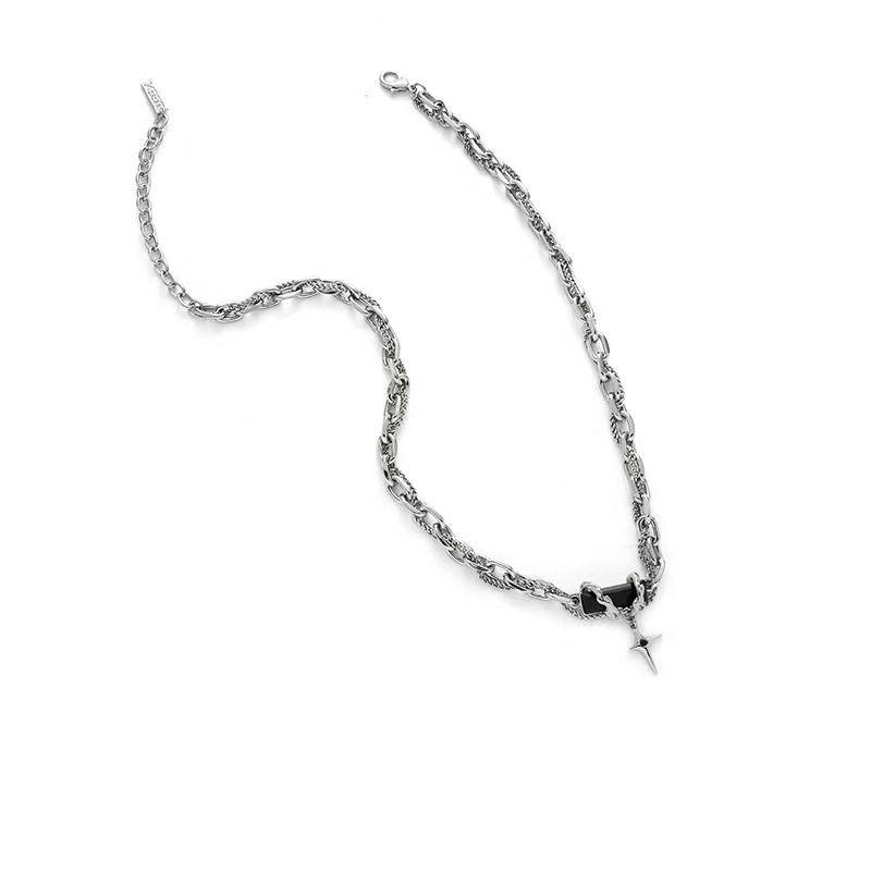 Black zircon multi-layer entwined necklace for both men and women, sweet and cool, hot girl, Bundy, niche, cross-shaped, neutral style collarbone chain, pomelo ear Specification image