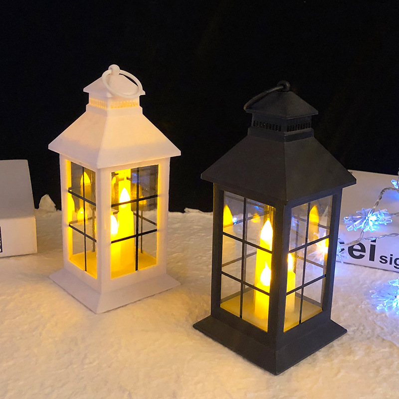 Amazon Christmas LED illuminated pointed-head windowed wind lamp, hand-held lamp, decorative horse lantern, candle wind lamp Specification image