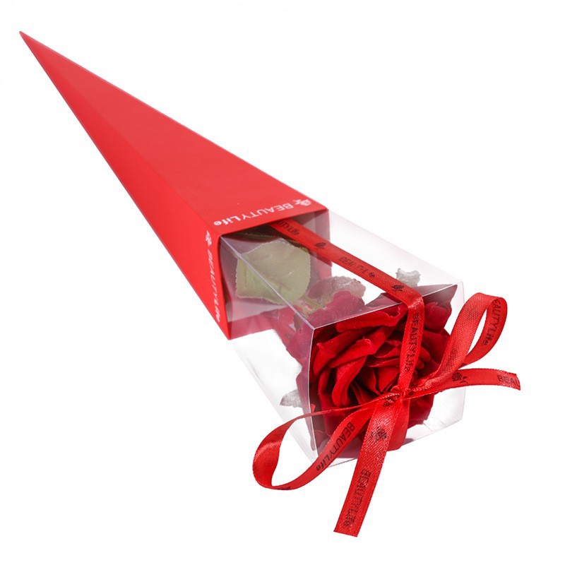 Goddess Festival pvc Folded Bouquet Packaging Box Flower Gift Box Wholesale bouquet diy material Rose Single branch flower box Item Picture