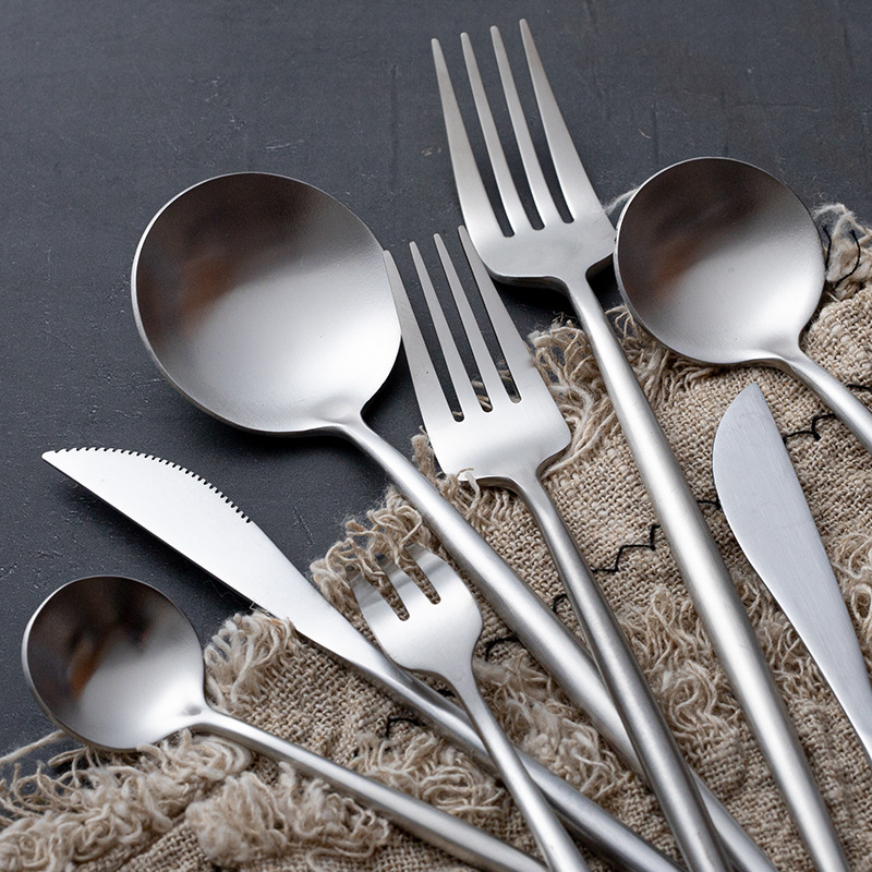 Ins Wind 304 Stainless Steel Knife, Fork And Spoon Portuguese Tableware Thickened Stainless Steel Spoon High Appearance Level Steak Knife And Fork Specification drawing
