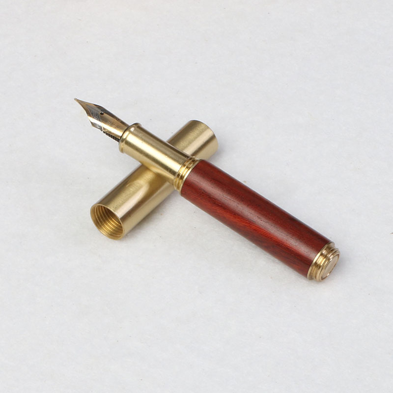 Solid wood mini portable pocket pen, brass pen, purple and black ebony signature pen, student souvenir gift ballpoint pen Specification image