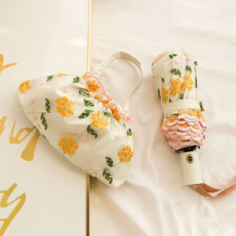 06YM Double-layer retro genuine embroidery lace sun protection and UV-blocking black rubber all-weather sun umbrella is super beautiful details Picture