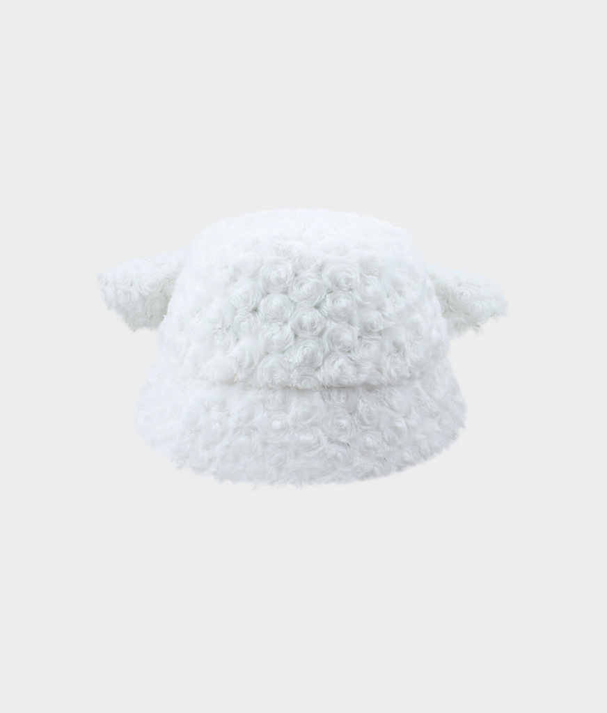 Cute Lamb Warm Plush Fisherman Hat Female Autumn And Winter Outing Day Sweet Soft Sister Age Reduction Hundred Sheep-Ear Basin Hat Item Picture