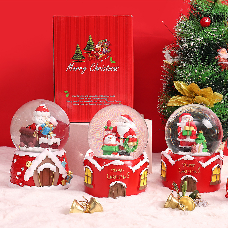 圣诞老人发光水晶球自动飘雪圣诞节送同学创意礼品八音盒桌面摆件（到店面议）详情图3