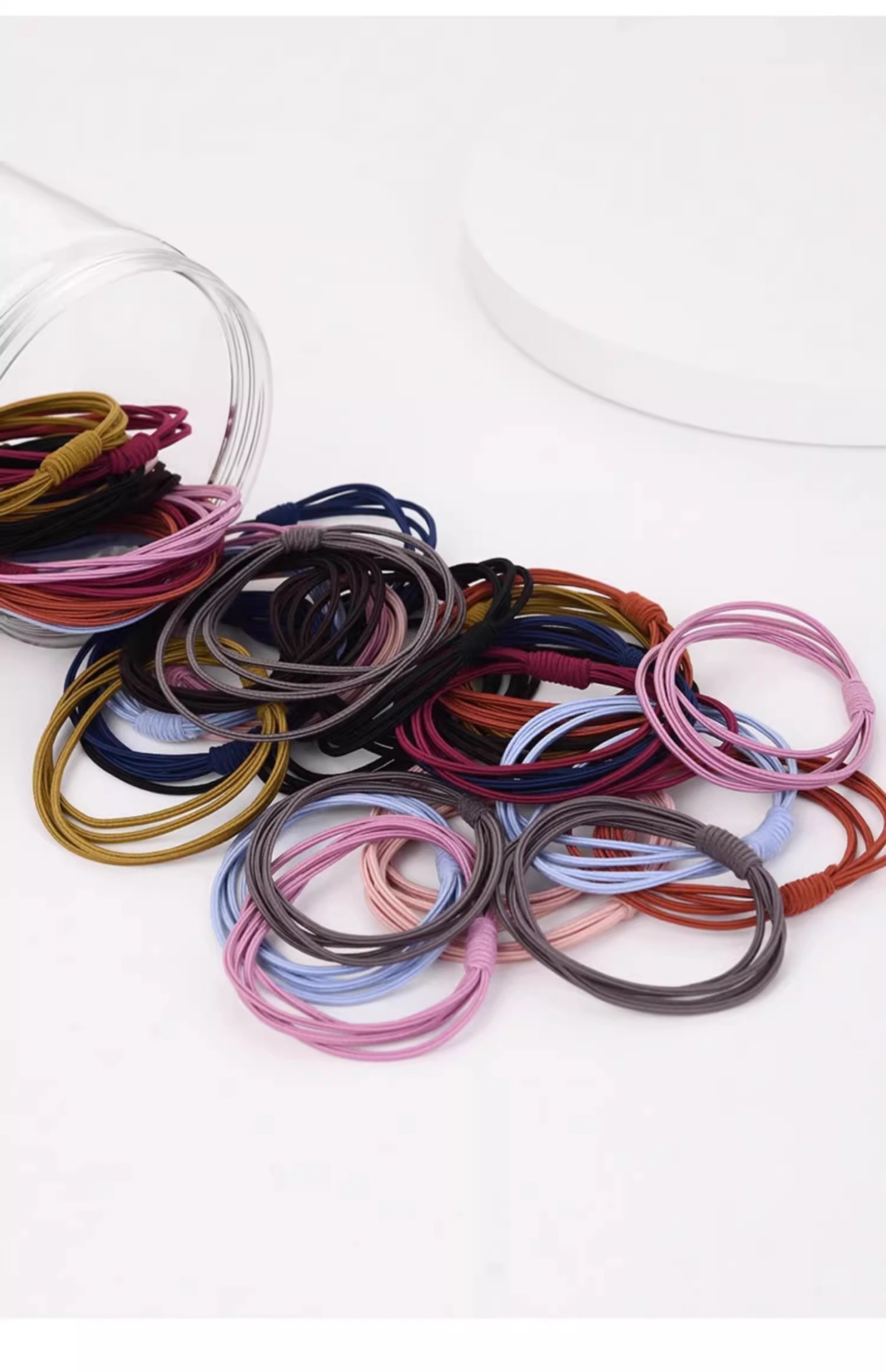 Four-strand thick hair band that is not easy to break, high-elasticity hair tie, women's ponytail leather band, versatile for daily use, ladies' hair tie headwear pic 8