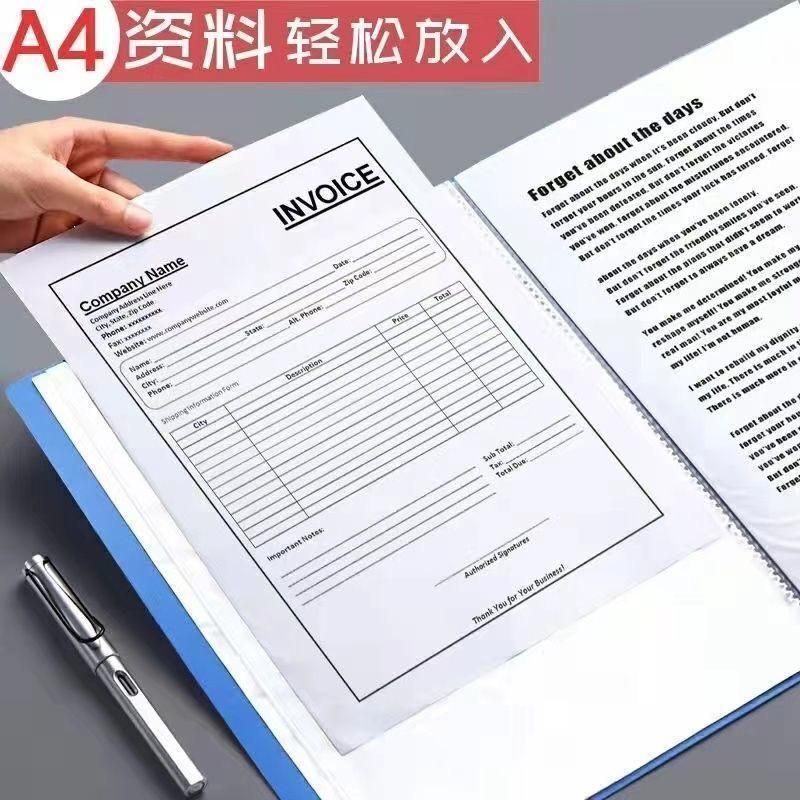 The transparent insert pages of the data folder, multi-layer storage data book, a4 loose-leaf test paper storage book, and the inner pages of the file insert Specification image