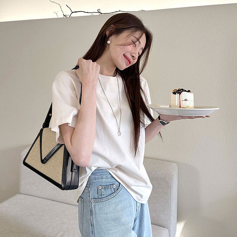 2024夏季新款重磅短袖T恤韩国ins风高级感基础款内搭外穿打底上衣