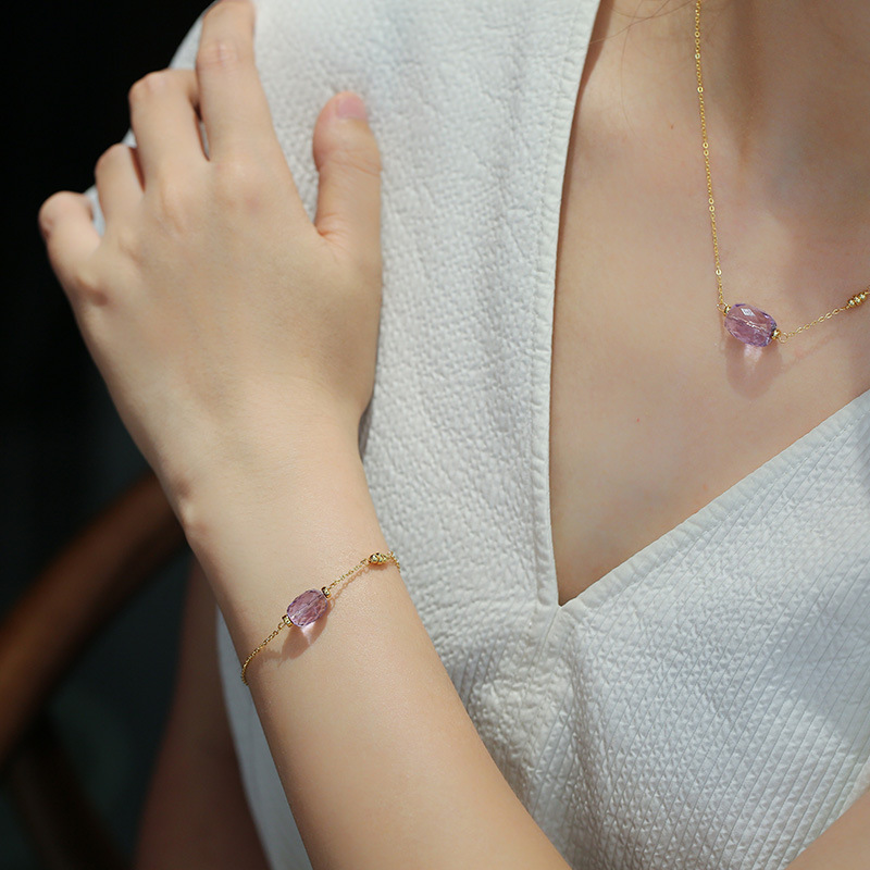 Qixi Festival Valentine's Day gift: Crystal set, natural purified water amethyst set, bracelet and necklace set, for couples to send on their behalf details Picture