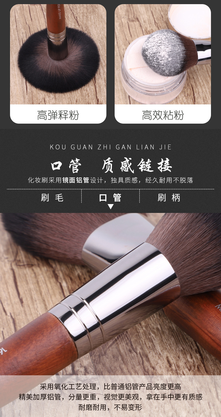 MUF系列榉木纤维毛散粉腮红粉底刷晕染眼影刷眼线唇刷眉刷遮瑕刷详情7