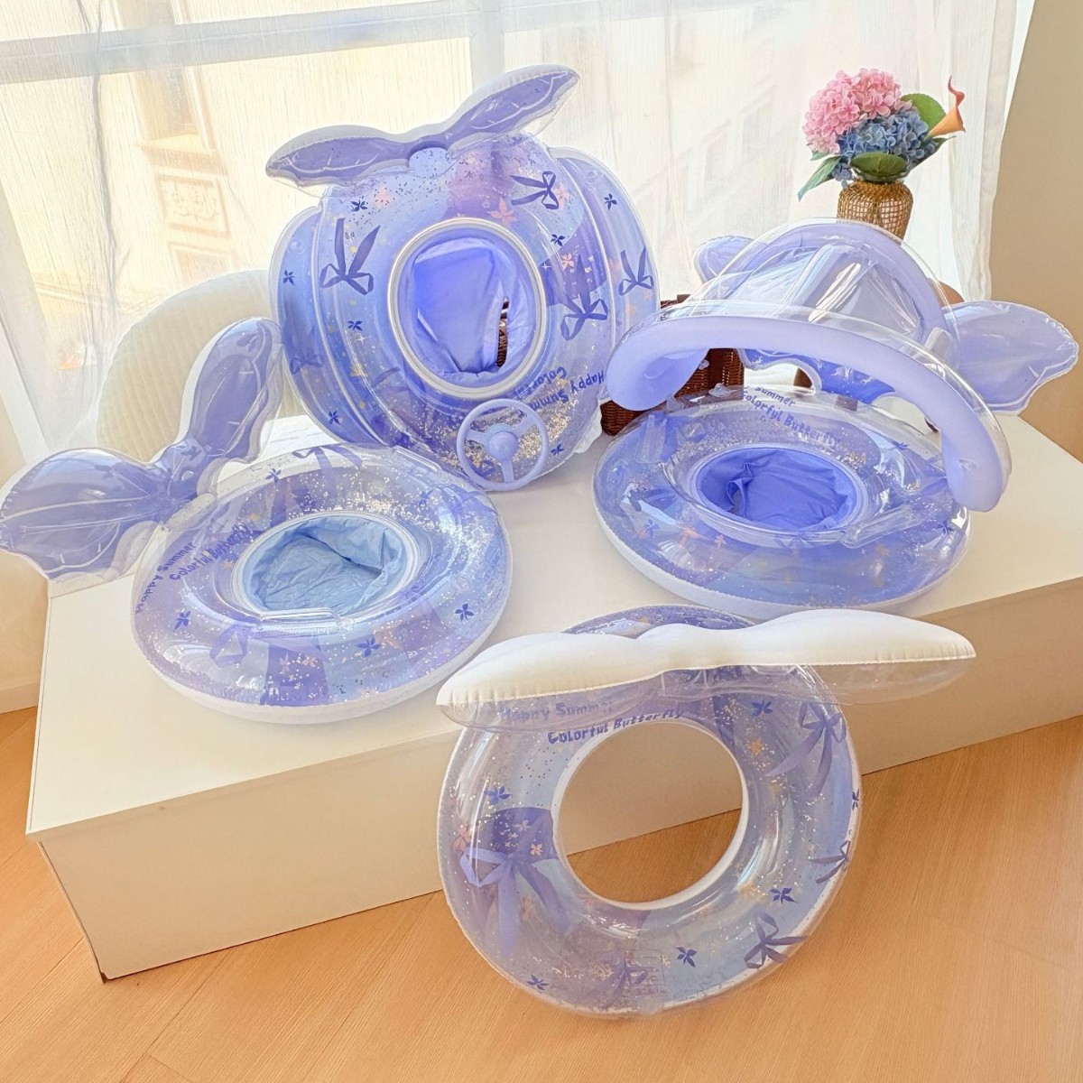 Amazon swimming rings for adults, parents and children, sequined petal swimming rings for men and women, underarm rings, inflatable water swimming rings, bow float rings Application Scenario