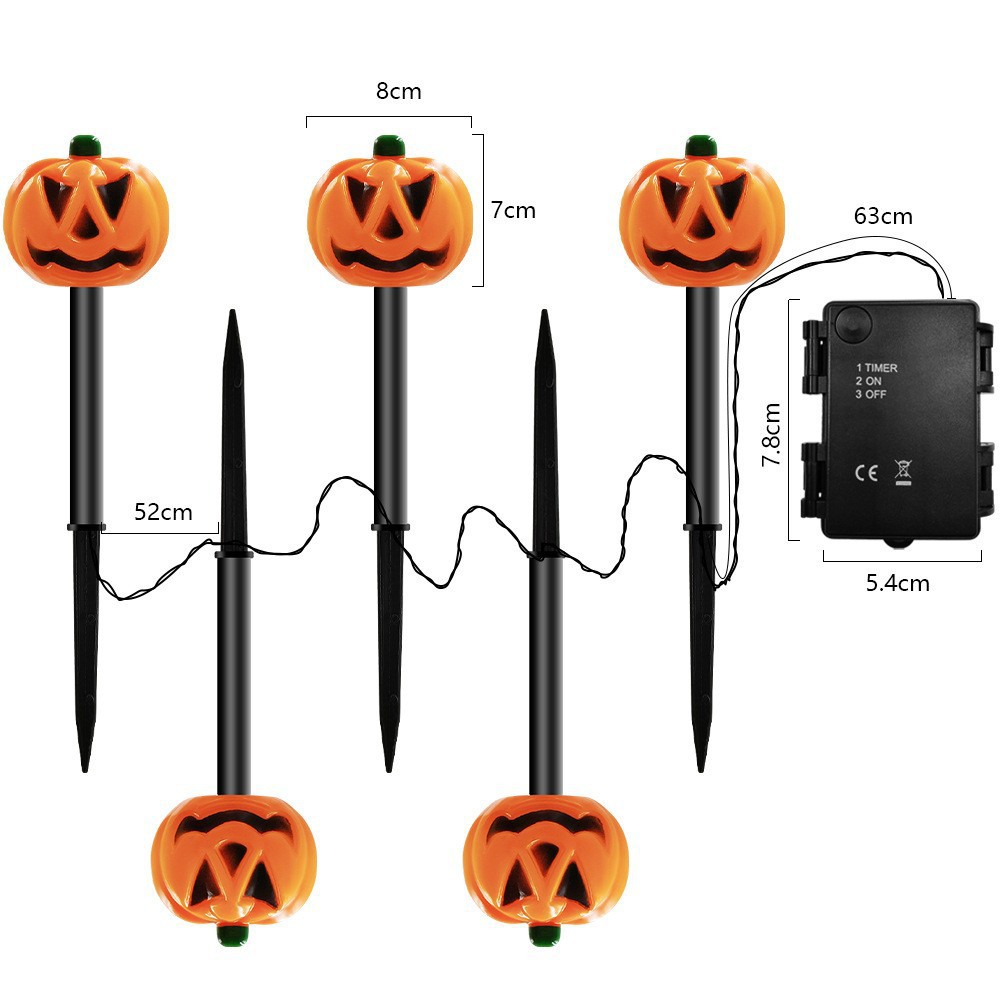 Pumpkin lantern strings, Halloween LED string lights, festival party decorative lights, cross-border new products, colored lights, battery boxes, ground plug lights Item Picture