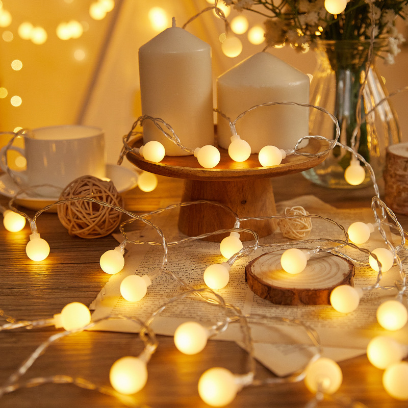 Wholesale led string lights, starry sky colored lights, outdoor proposal atmosphere lights, star string lights, camping waterproof round ball lights Specification image