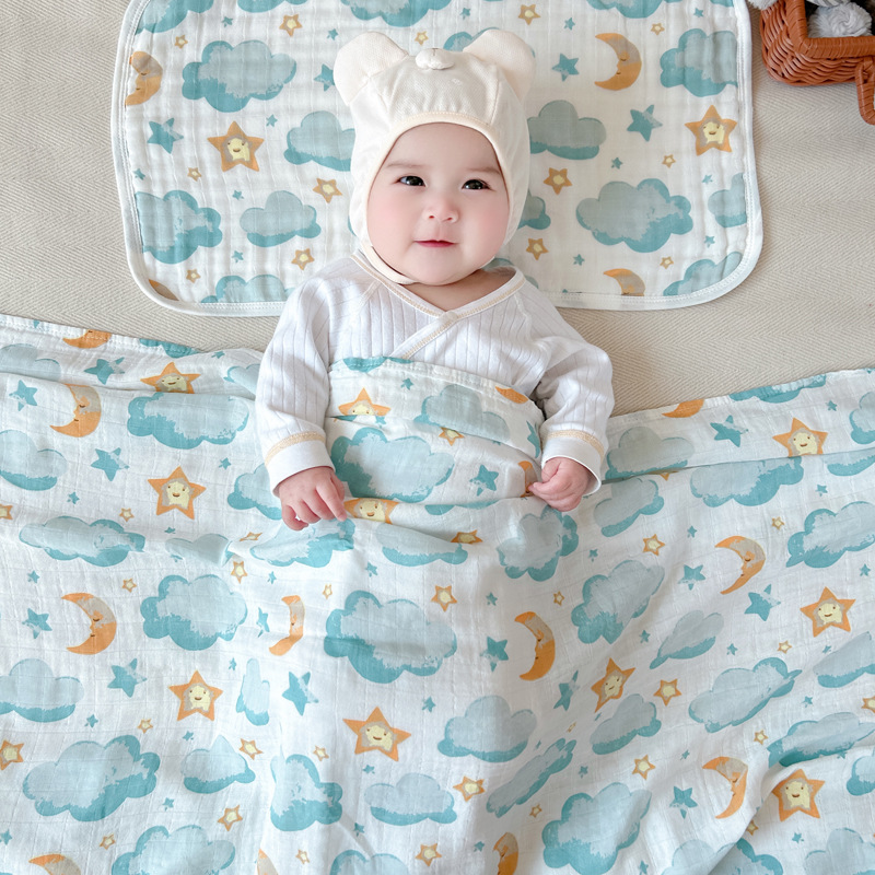 a类纱布盖毯抱被包巾竹棉浴巾新生儿用品 宝宝包单包被婴儿初生儿