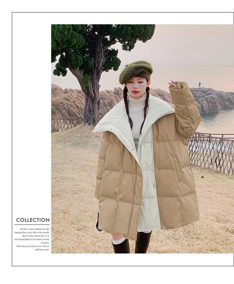Aguacate verde pato blanco abajo PU piel abajo chaqueta para mujeres estilo mediano largo diseño de nicho sentido influencers estilo explosivo abrigo sin lavado pic 30