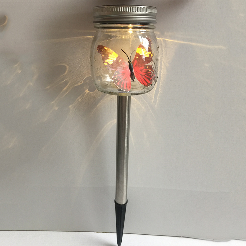 Luz solar sensor jarra de cristal mariposa jarra solar lámpara de tierra Application Scenario