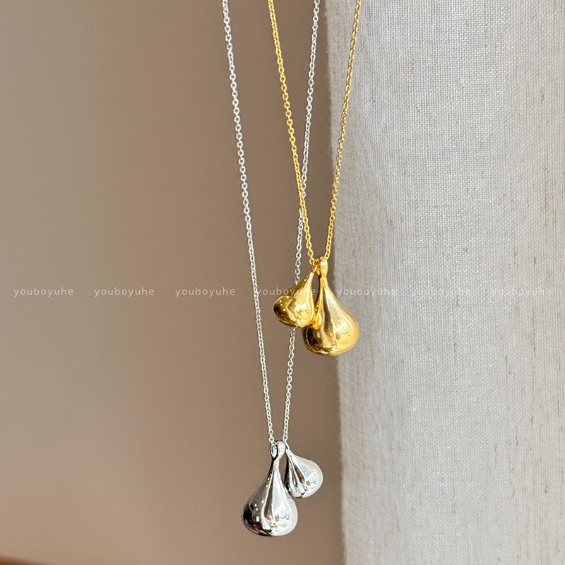 The same teardrop double pendant necklace for women's spring long sweater chain as the Korean blogger, 2025 new style, high-end accessory details Picture