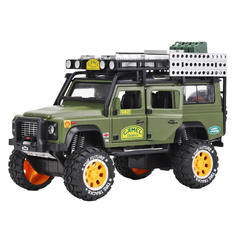 Alloy car model Camel Land Rover 1:28 Guardian car sound and light metal off-road simulation Rebound car toy Item Picture