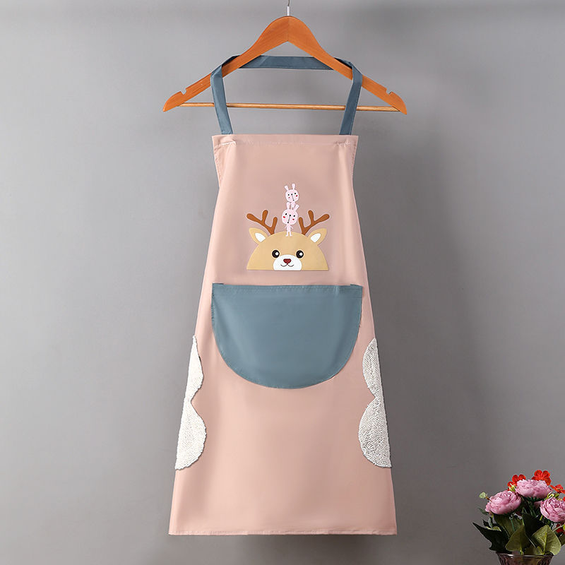 Cute deer garland rabbit beauty pattern household apron, waterproof and oil-proof, for kitchen use