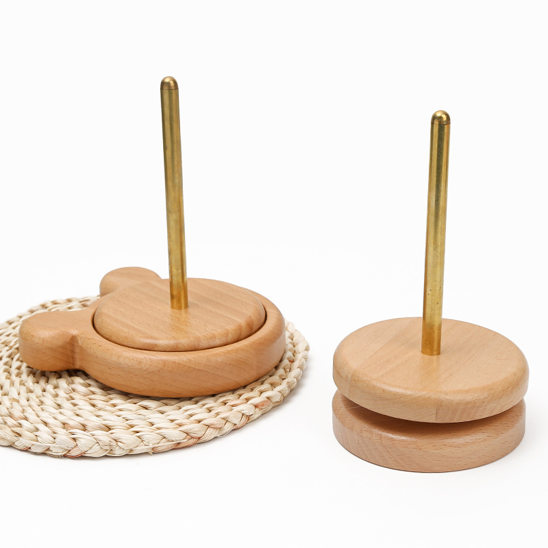 Solid wood yarn around bobbin yarn knitting tool can be rotated rotating knitting yarn beech base details Picture