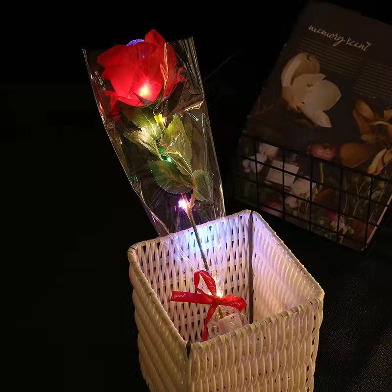 跨境LED发光玫瑰花创意七夕情人节表白花束地摊仿生花发光玩具详情图4