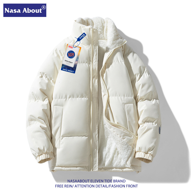 NASA羊羔绒棉服外套男士情侣冬季新款潮牌2024加绒加厚羽绒棉衣女