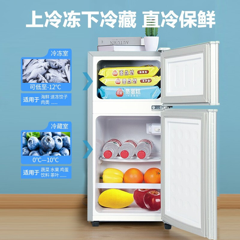 Cross-border mini refrigerator, household small rental house with upper freezing and lower refrigeration, dormitory mini double-door refrigerator, supports consignment delivery details Picture
