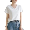 New summer thin V-neck short-sleeved T-shirt for women, white base layer, loose and slimming casual T-shirt, trendy top for women Item Picture