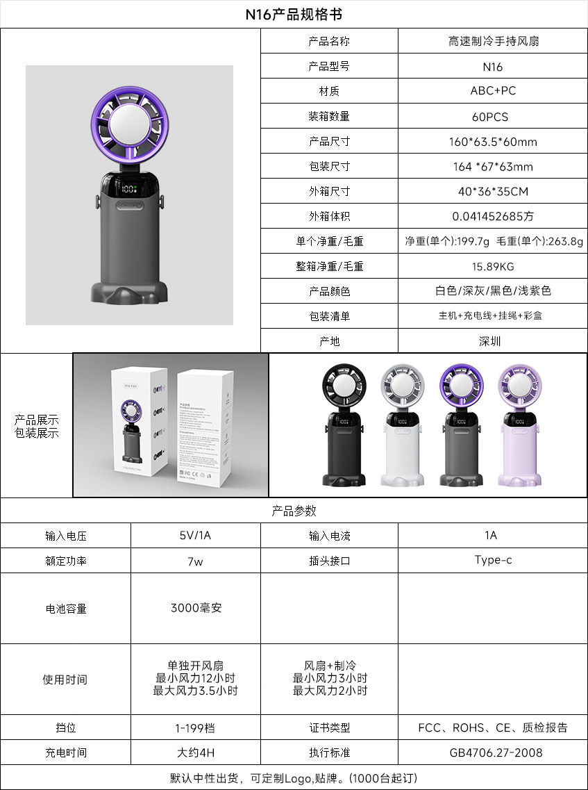 New cross-border semiconductor cold compress high-speed handheld fan, portable usb digital display folding outdoor small fan pic 4