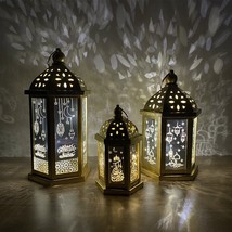 中东节日led铁艺灯笼风灯eid节Ramadan风灯装饰摆件大中小六面